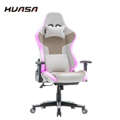 China (Size) 2022 Adjustable Best New Reclining Office Chair RGB LED Gaming Chair with Lights and Speakers for sale