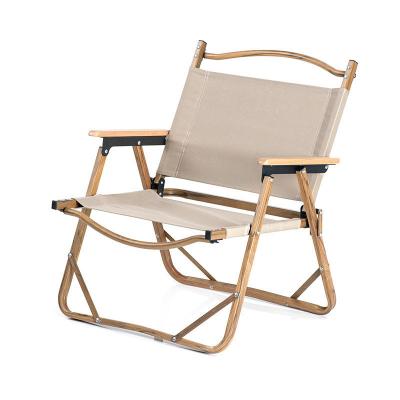 China Modern Custom Outdoor Wood Grain Metal Frame Folding Beach Camping Chair Wholesale for sale