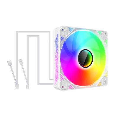 China Sale 120mm computer case 12v computer cooler fan PWM hot liquid ratio silent white controllable pc lighting fan for sale