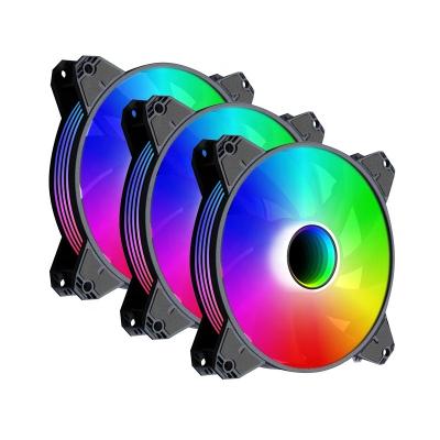 China Computer Case Factory 120mm Black Low Noise High Speed ​​3 In 1 Kit Computer Case 12v 3pin+4pin Colorful Gaming PC Cooling Fan for sale