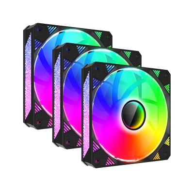 China Black 12v 3pin+4pin 120mm computer case factory design new 3 in 1 kit rgb colorful fan for pc computer case for sale