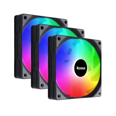 China Computer Case High Speed ​​Low Noise Black 3 In 1 Kit 120mm 12v 3pin+4pin Computer Case PC Game RGB Colorful Cooling Fan for sale