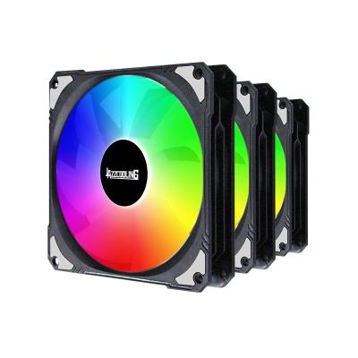 China Hot 3 Packed Black 3 Cooler Computer Case Fans 120mm 12v 3pin+4pin RGB Computer Case Factory Sale For PC for sale