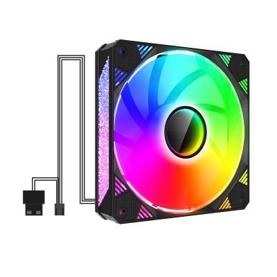 China Factory hot sale new design 12v 3pin+4pin 120mm RGB colorful black slient fan for pc computer case for sale