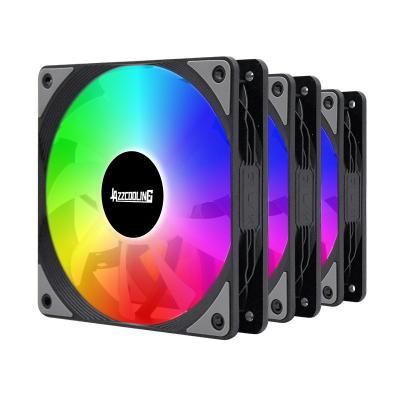 China Hot sale computer case new slient RGB colorful design 12v 3pin+4pin 3 120mm fan packed fan for PC computer case for sale