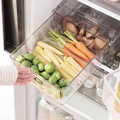 China Sustainable Hot Selling Transparent PET Drawer Storage Box Transparent Food Container With Handles for sale