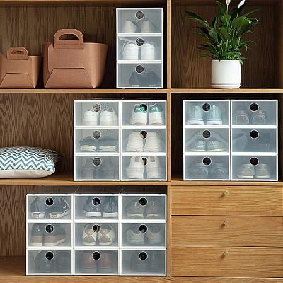 China Wholesale Hot Selling Sustainable PP Stackable Plastic Shoe Storage Boxes Box Transparent for sale