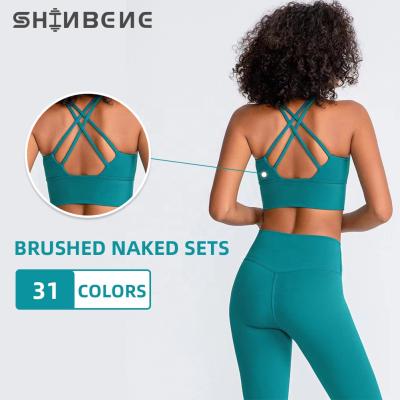 China SHINBENE Breathable Printed Private Label 2 Piece Women Exercise Yoga Set Fitness Bra And Leggings Suits for sale