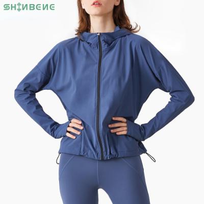 China EASY CARE Sweat-Wicking SHINBENE Full Zipper Fitness Hoodie Workout Hoodie Jacket Women Quick Dry Sport Tracker Anorak With Thumb Hole for sale