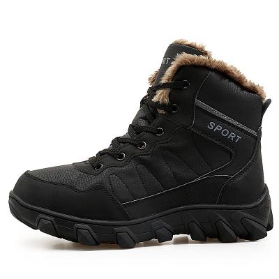 China Fashion Trend Wholesale High Quality Genuine Leather Plush Fur Men's Winter Upper Anti-skid Warm Snow Boots for sale