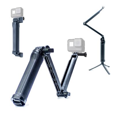 China Digital Camera 3 Way Monopod Grip Arm Tripod Selfie Stick Three Way Mount for Gopro 8 and Sports Action Camera Accessories for sale