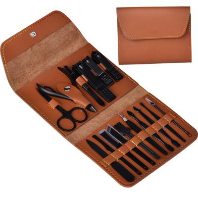 China Durable 16 Pieces Manicure Set with Leather Case, Nail Clippers Kit Grooming Kit Personal Care Tool, Gifts for Men/Women for sale