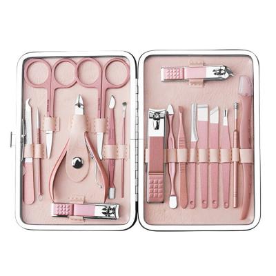 China Promo 18piece Stainless Steel Nail Clippers Set Durable Cutter Nail Care Manicure Kit for sale