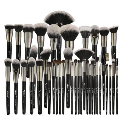 China Home.Hotel.salon Brush Make Up Brush Kit Wholesale Wood Handle Private Label Black Luxury Base Installed Cosmetic Makeup Brushes for sale