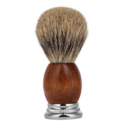 China Wholesale Mordern Wooden Handle Beard Badger Hair Shaving Set Brush Bowl Knots Mens Beard Brush Vegan Custom Shaving Brush for sale