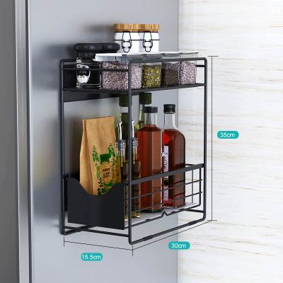 China Wholesale Viable Shelf Fridge Storage Side Fridge Magnetic 2 Tier Spice Rack Organizer For Kitchen for sale