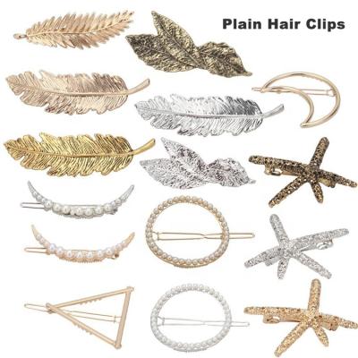 China Women Accessories Fashionable Mini Wholesale Snap Geometric Plain Metal Portable Hair Clips for sale