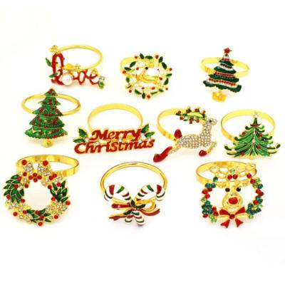 China Wholesale Stocked Christmas Colors Napkin Rings Metalization Multiple Zinc Alloy Copper Buckle Decorations for sale