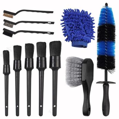 China Different PP Wheel Crevice Drill Sweeps Gloves Towels Kits Sets Wash Car Tire Detailing Cleaning Brush for sale