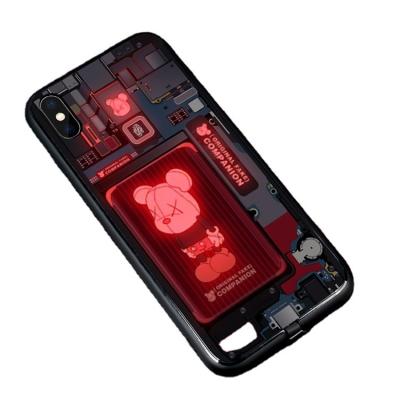 China For iPhone 11pro App 11pro Emitting Case Creative Paragraph Iphone6 ​​7 8 Plus XR Flash Glass Shell Glow-in-the-dark for sale