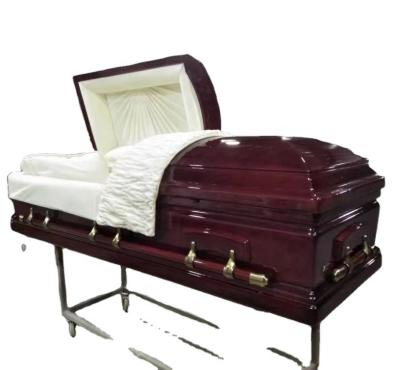 China SA79 High Gloss Cheap Cherry Wood Funeral Casket With Zamak Hardware for sale