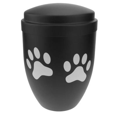 China U005 European Style White Metal Paw Printed Pet Cremation Urn Making Funeral Supplies for sale