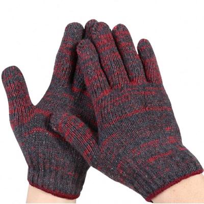 China Comfortable yarn cotton mixed color red and gray wear resistant nylon knitted hyflex work working protective hand safety gloves for sale