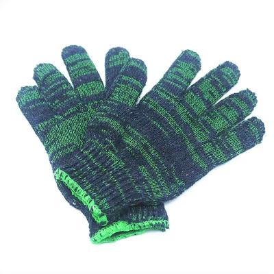 China Green and gray comfortable yarn cotton mixed color wear resistant nylon knitted hyflex work working hand safety protective gloves for sale