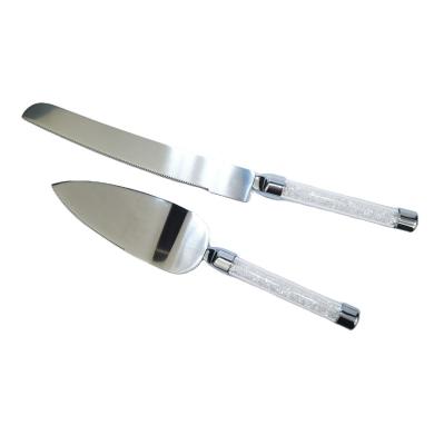 China Good Quality Clear Viable and Stainless Steel Crystal Drill Cake Serving Knife and Shovel Set for sale