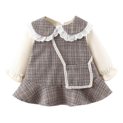 China Breathable 2021 Spring Children Dress Long Sleeve Baby Kids Princess Dresses Plaid Baby Girls Clothing for sale