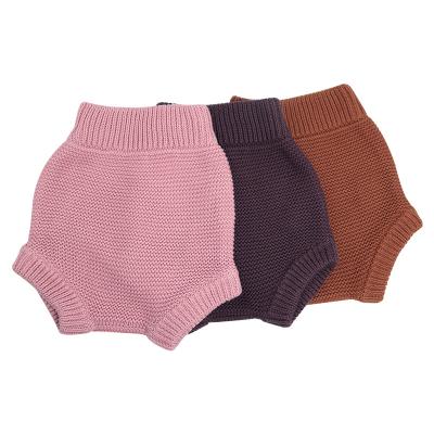 China Breathable Baby Infant Knit Soft 100% Soild Cotton Kids Girls Shorts And Warm Knitted Shorts Pants for sale