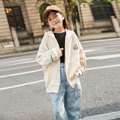 China 2021 spring and autumn new plain girls children's hoodie cardigan Anti-wrinkle girls' coat for sale