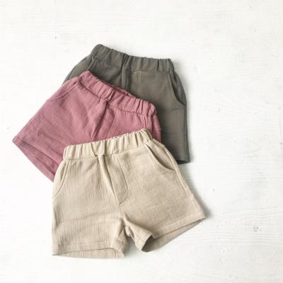 China Overalls Breathable Canvas Girls Summer Newborn Infant Shorts Cotton Solid Canvas Baby Boy Shorts Kids Shorts for sale