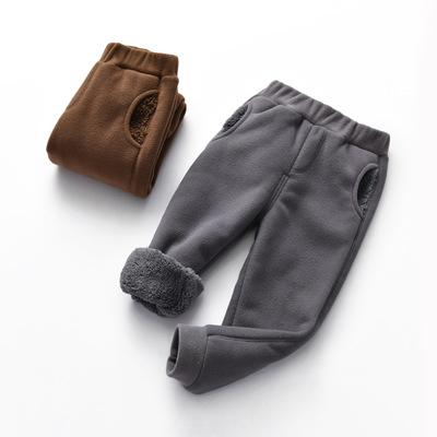 China QUICK DRY Winter Keep Warm Fleece Solid Color Children Pants Kids Trousers Pants for sale