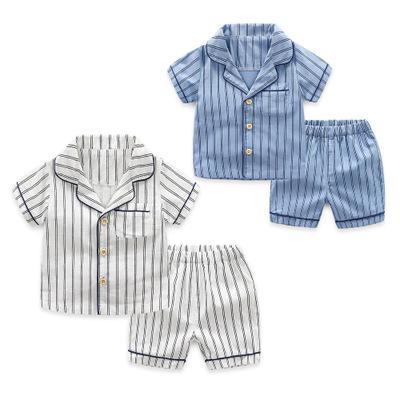 China Summer kids pajamas boutique cotton sleeve kids QUICK DRY pajamas shortly set stripe baby boy pajamas for sale