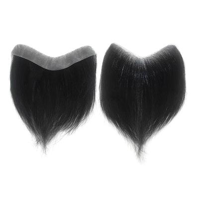 China Thin Skin 10-12mil 100% Indian Men Toupee 2.2cmx15cm Hair Bangs Bangs For Men V-loop 6