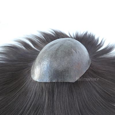 China Indian Men Wig Hairpiece Invisible Thin Skin Center Injection Crown 7 - 8 Inches for sale