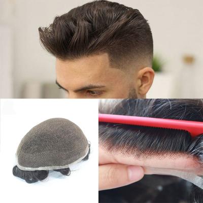 China Free Hairline Natural Invisible Full Lace Hairpiece Bald Style Wigs For Men for sale