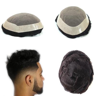 China Freestyle 100%human Hair Toupee, Mens Male Wig, Hair Replacement Fine Mono Lace With Polyskin Hair Pieces for sale