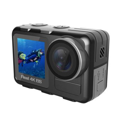 China Real Body 4K Screen EIS WiFi App Recording Sports Function Portable Waterproof Dual Action Camera Digital Camera for sale