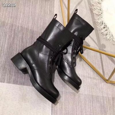 China 35-39# Trend Black Leather Boots Famous Brand Design Lace Up High Quality Famous Boots Fashion Dropshipping for sale