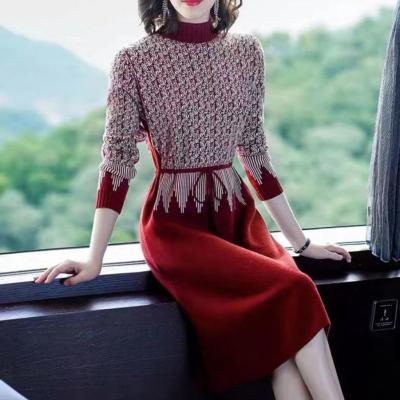 China Fashion Breathable Thick Luxury Soft Sweater Dress Famous Brand Women Designer Brand Women Knit Luxury Plus Size Vintage Dress for sale