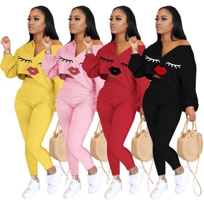 China Viable wholesale women sets 2 piece print streetwear apparel loungewear sets women's clothing two piece fashion for sale