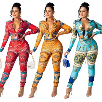 China 2021 S-2XL drop viable fashion printing women's clothing 2021 luxury outfits spandex plus size women's sets shein for sale