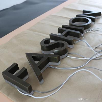 China Buildings 304 Stainless Steel Characters English Alphabet OEM Luminous Acrylic Adhesive Signs for sale