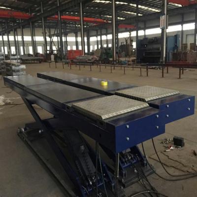 China 4.5T Auto Repair On Floor Pneumatic Alignment Scissor Lift Open Platform Double Level Scissor Lift for sale