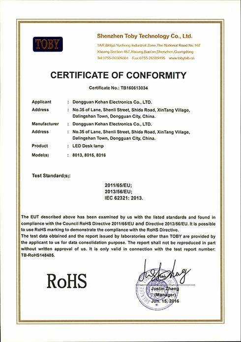 RoHS - Dongguan Kehan Electronics Co., Ltd.