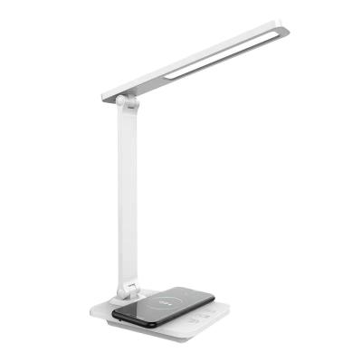 China Modern Hot Sale ABS Dimmable LED USB Reading Study Lighting Flexible Folded Led Desk Lamp With Wireless Charger for sale