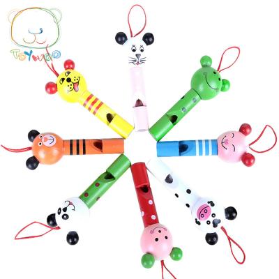 China Eco-friendly Material Cartoon Animal Whistle Toy Woo Whistle Wooden Colorful Early Music Education For 1~3 Years Old Children for sale