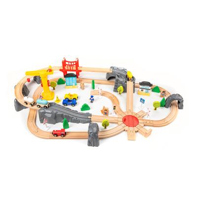 China Toy Children Educational Play DIY Wooden Slot Train Railway Track Baby Train Set Toy For Kids Thomas Train Toy for sale